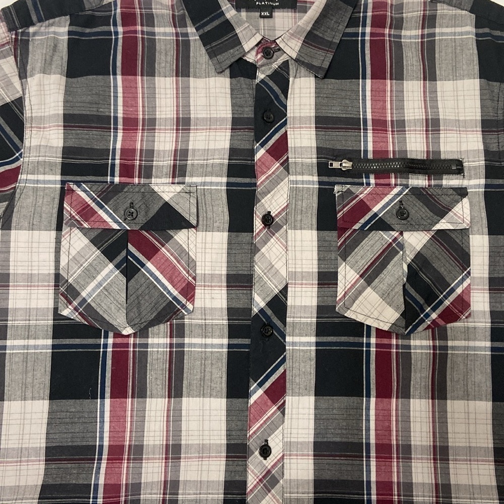 EIGHTY EIGHT,PLATINUM,LONG SLEEVE, RED,BLACK & GRAY,CHECKERED,MEN SHIRT,SIZE XXL - Picture 12 of 14